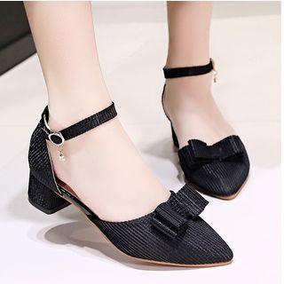 Ankle Strap Bow Pointed Pumps