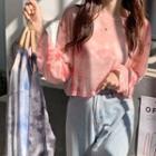 Ink Painting Mesh Long-sleeve Top