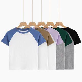 Cap-sleeve Raglan Crop Top