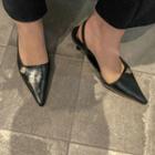 Rhinestone Kitten-heel Pointy Mules