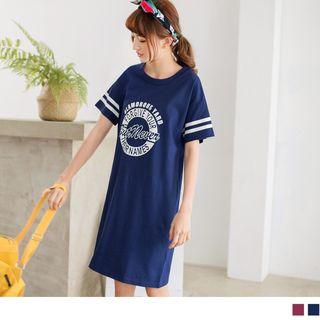 Short Sleeve Print Long T-shirt
