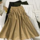 Tie-accent Plain Midi Skirt In 5 Colors