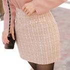 Faux-pearl Tweed Miniskirt