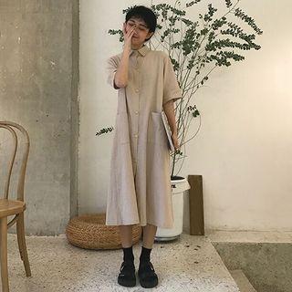 Monochrome Short-sleeve Shirtdress