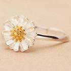 Flower Sterling Silver Open Ring White - One Size