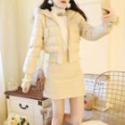 Padded Jacket / Mini Skirt / Knit Top / Set