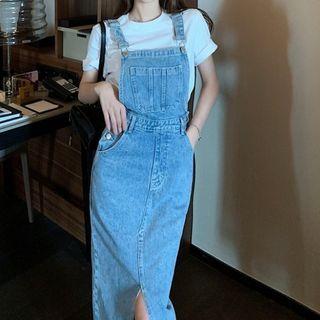 Pocket-detail Slit Jumper Dress