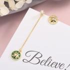 Non-matching 925 Sterling Silver Star Dangle Earring Es837 - Gold - One Size