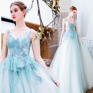 Beaded Sleeveless A-line Evening Gown