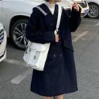 Double-breasted Sailor Collared Coat Blue - One Size