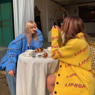 Logo-patterned Oversized Cardigan
