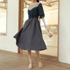 Drawstring Color-block Long Dress