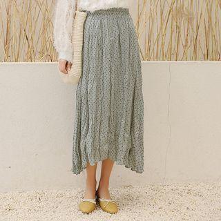 Crinkled Polka Dot Midi A-line Skirt As Shown In Figure - One Size