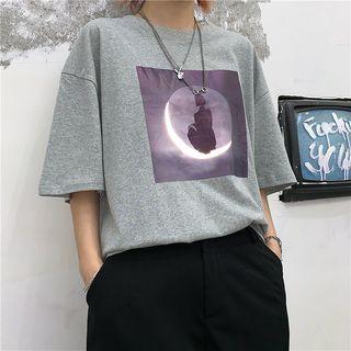 Reflective Printed Short-sleeve T-shirt