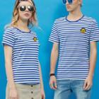 Short-sleeve Crewneck Striped Slim T-shirt
