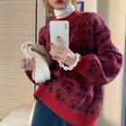Long-sleeve Houndstooth Sweater