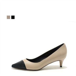 Contrast-trim Kitten-heel Pumps