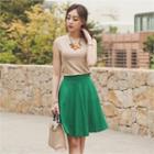 Linen Blend A-line Skirt