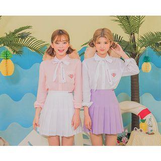 Leegong Pool Party Heart Embroidered Linen Shirt