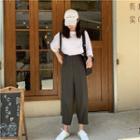 Elbow-sleeve Split Front T-shirt / Jumper Pants