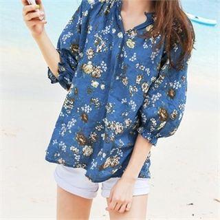 Band-trim Floral Print Top