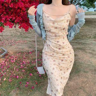 Spaghetti Strap Floral Print Mini Dress / Jacket