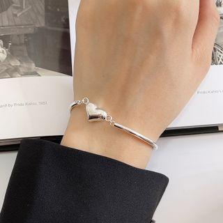 Heart Bangle Silver - One Size