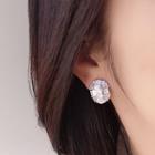 Rhinestone Clip On Earring 1 Pair - Silver - One Size