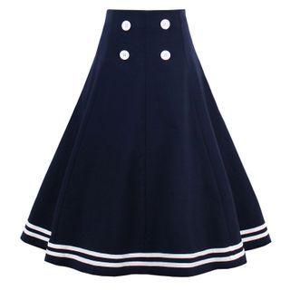 Double Breasted Two Tone Midi Skirt