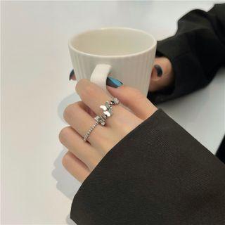Set Of 2 : Butterfly Alloy Ring Set Of 2 - Silver - One Size