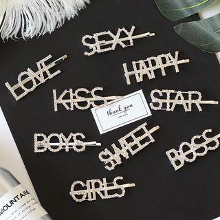 Rhinestone Lettering Hair Clip (various Designs)