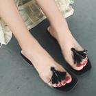 Tasseled Low Heel Slide Sandals