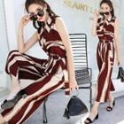Sleeveless Printed Jumpsuit With Belt