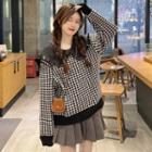 Wide Collar Houndstooth Sweater
