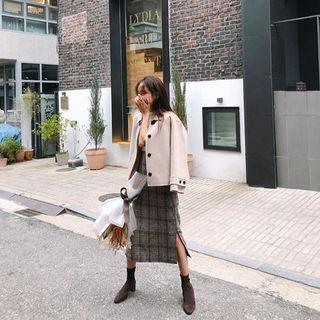 Glen Plaid H-line Long Skirt