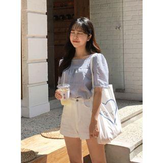Square-neck Striped Empire Top
