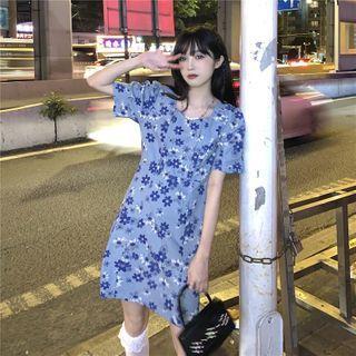V-neck Floral Print Dress Dress - Floral - One Size
