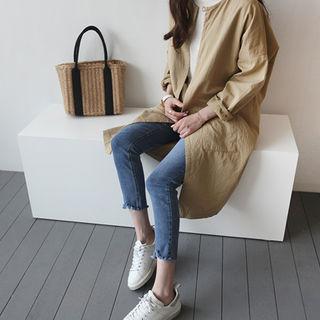 Open-front Cotton Long Jacket