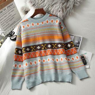 Round-neck Jacquard Knit Sweater