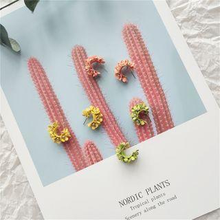 Alloy Flower Open Hoop Earring