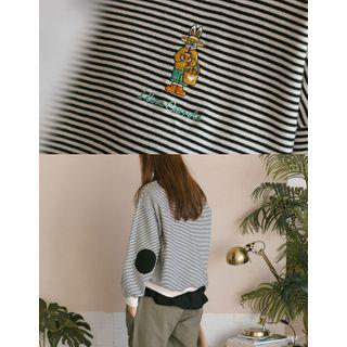 Embroidered Stripe Pullover