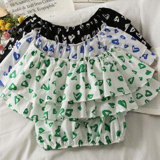 Layered Boatneck Printed Crop Top