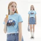 Prints Mesh Two Piece Drawstring T-shirt