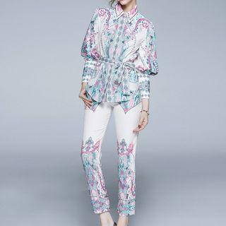 Set: Printed Shirt + Slim-fit Pants