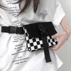 Check Nylon Waist Bag Black & White - One Size