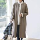 Round-neck Open-front Long Cardigan