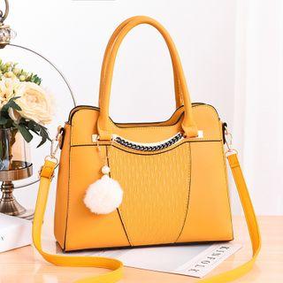 Bobble Charm Pattern Panel Crossbody Bag