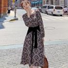 Square Neck Floral Print A-line Dress