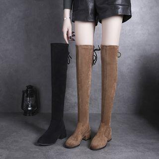 Lace Up Over-the-knee Block Heel Boots