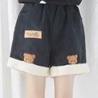Bear Embroidered Wide Leg Shorts